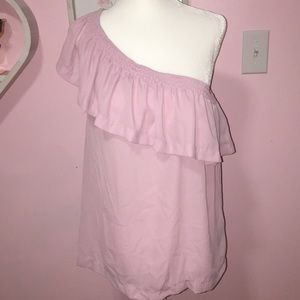 Marled Sheer purple one shoulder top M NWOT